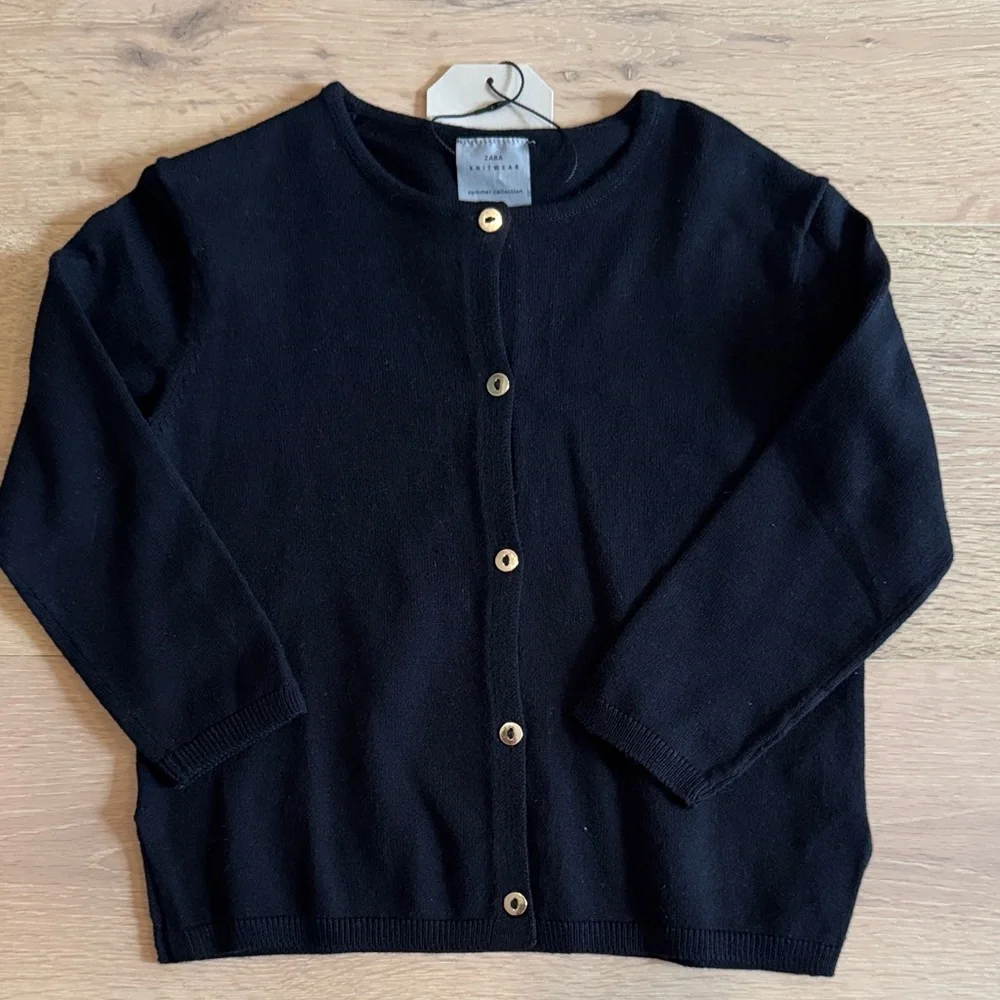Zara Black Cardigan with Gold Buttons - Picture 1 of 2